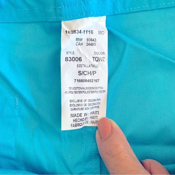 DICKIES SCRUBS. Unisex. Bottoms. Cotton/Polyester blend. Back pocket. Turquoise. - Picture 4 of 4